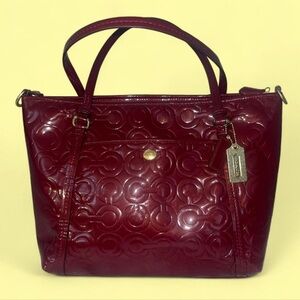 Coach Patent Embossed Tote - Wine